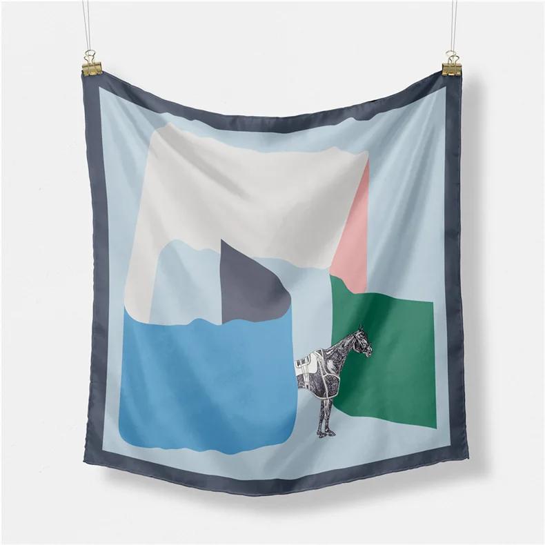 Luxury Print Silk Square Scarf Women Spring Neck Tie Shawl Wraps Female 53cm Hair Hand Wrist Headkercheif Hijab Bandana