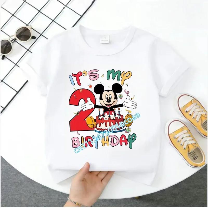 Minnie Mouse Tshirt Kids Number Tshirts Cute Cartoon Base Tee White Pink Summer Soft ShortSleeve Clothes Birthday Gift