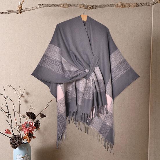 Шаль шарф с цветным полосатым принтом имитация кашемира накидка вечерняя одежда свадьба теплый зимний шарф