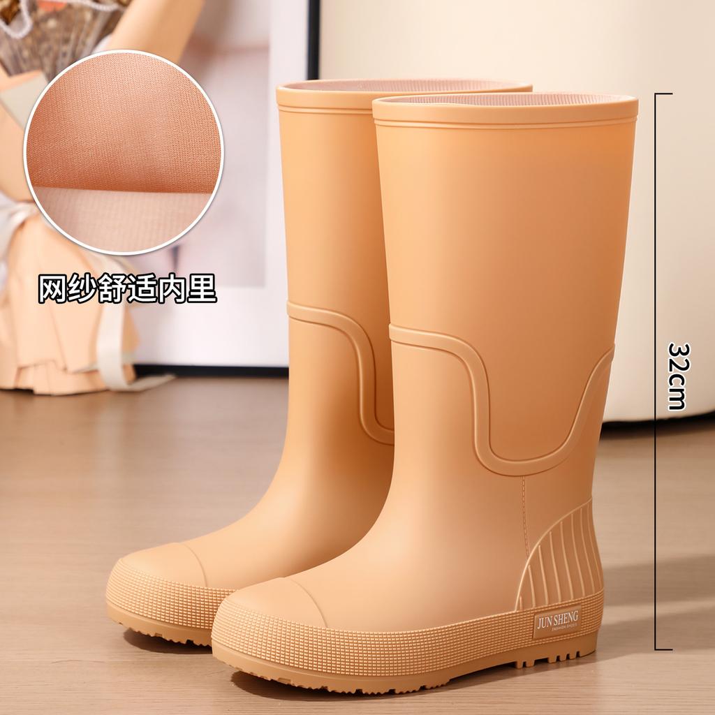Rain shoes women's fashion adult tall rain boots Internet celebrities foreign style long tube shoes non-slip anti-rubber shoes kitchen boots