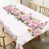 Spring Pink Rose and Butterfly Linen Tablecloth Seasonal Floral Decor for Wedding Party Mother's Day