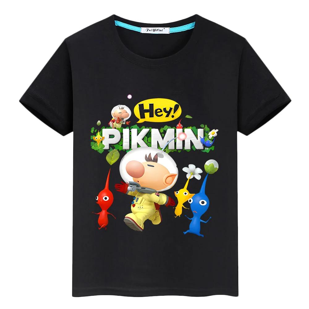 Pikmin Cartoon Printed Pure Cotton Casual Short Sleeved T-shirt for Boys and Girls