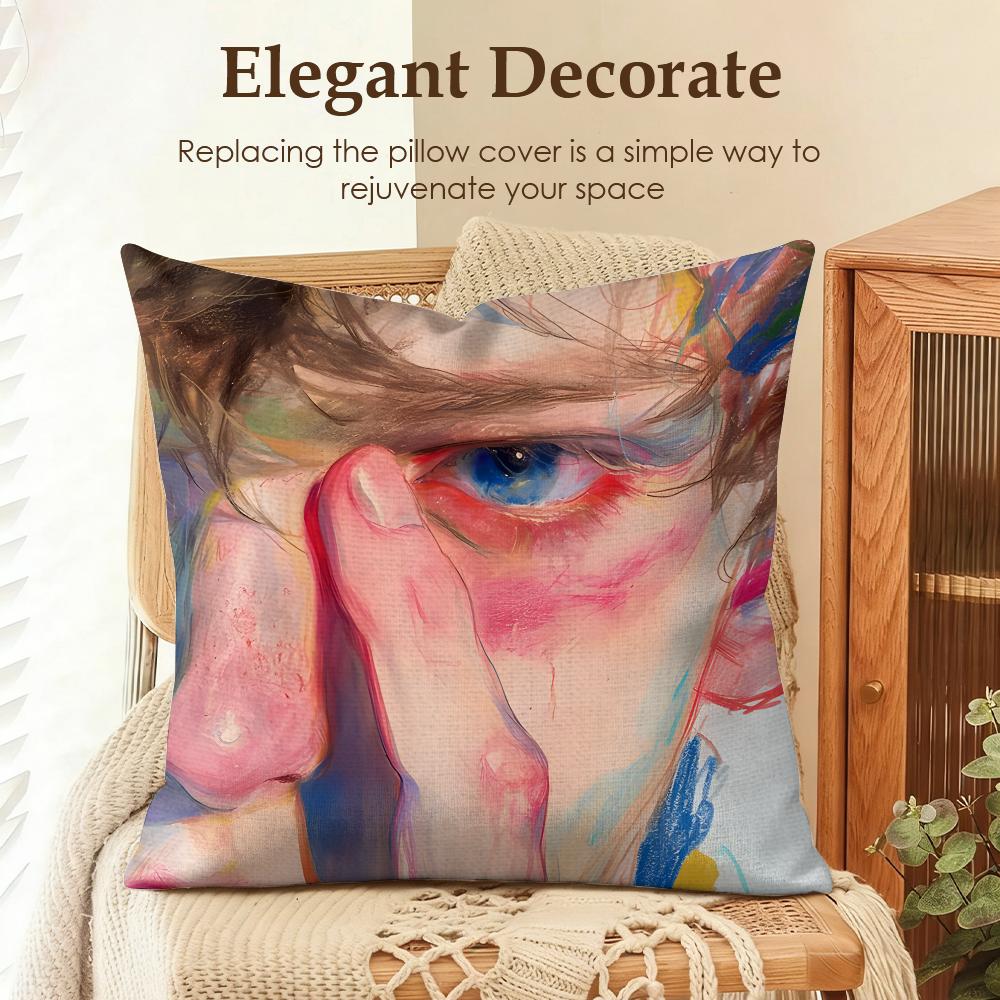 Handsome Fashion Pretty Cushion Cover Natural Linen Organic Fabric DoubleSided Printing Sofa Home Decor Gift Pillow Case