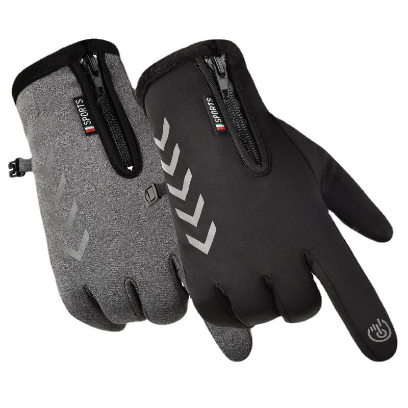 Unisex Outdoor Cycling Ski Gloves with Fleece, Reflective Strips & Touchscreen Functionality - Ideal for Autumn/Winter