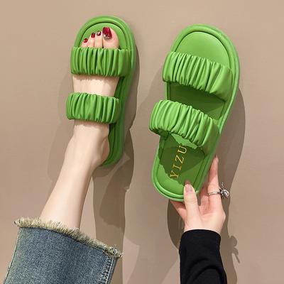 Плиссированные тапочки летние женские шлепанцы новые повседневные домашние тапочки женские повседневные удобные женские туфли Zapatos De Mujer