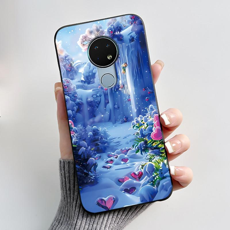 Милый Чехол Для Nokia 6.2 / Nokia 7.2 Fundas Capa Печатный Корпус Защитная Крышка Мягкий Силикон Мультяшный Черный Корпус Coque