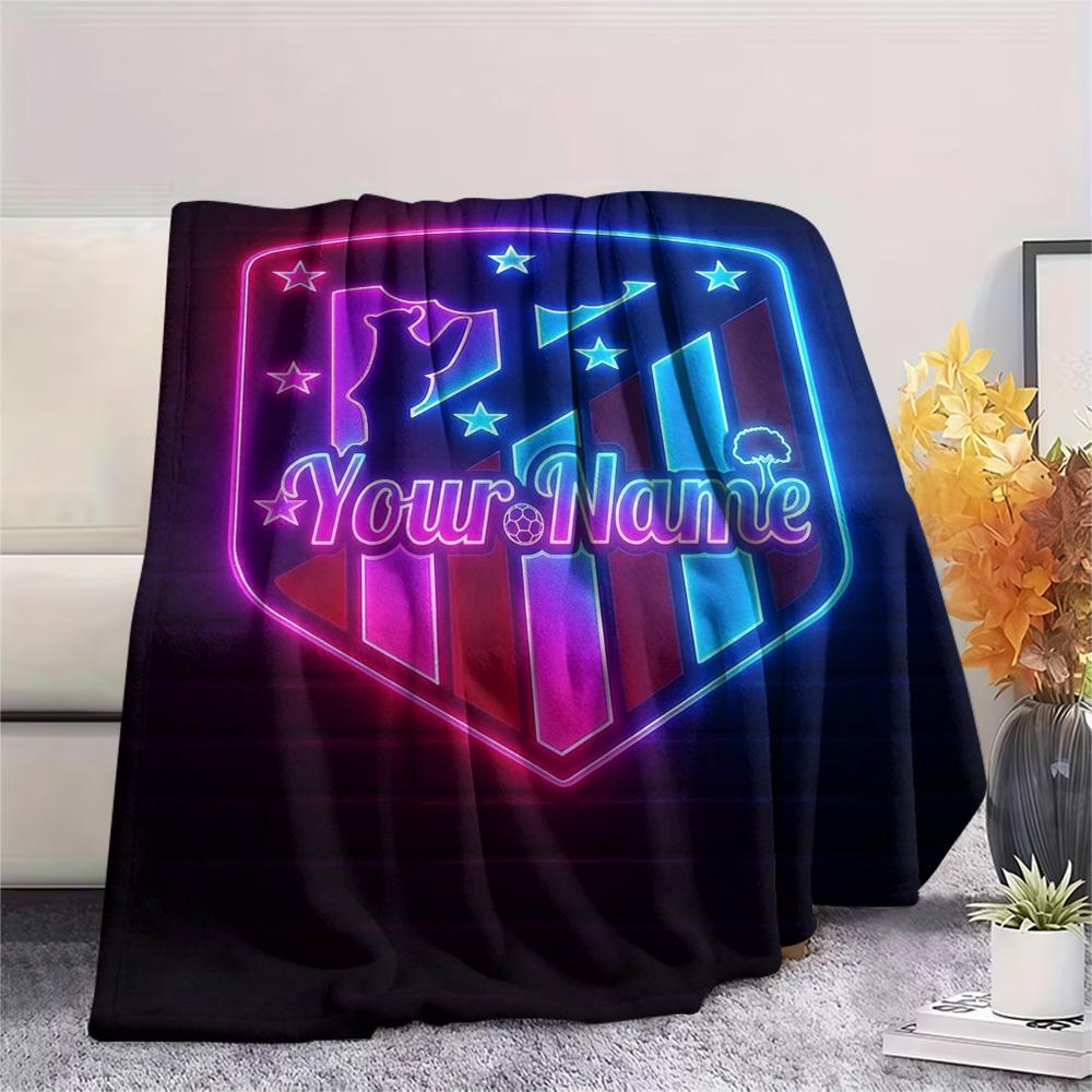 1PC Atletico Fan Gear Custom Name Patterned Flannel Blanket Suitable For All Seasons For Home Decor Warmth And Comfort Gifts Holiday Present