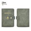 Leather Passport Protection Set with Edge-Bound PU Holder and Document Storage Bag