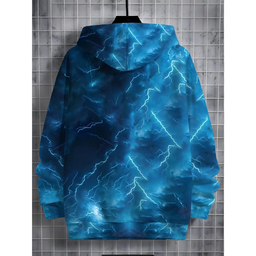 Cool Lightning Background Paired with Trendy Cartoon Characters, Digital Printing, Colorful and Eye-catching