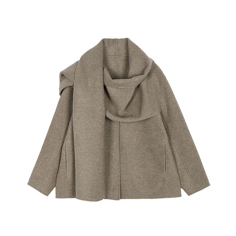JNBY 2025 Winter Loose H-Shape Wool Blend Coat