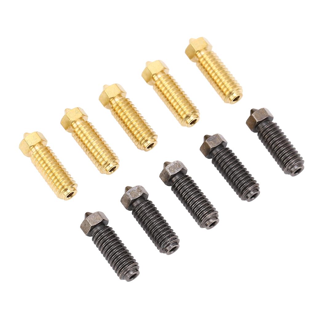 10Pcs 3D Printer Nozzles Hotend Replacement Nozzle Kit 0.4mm Brass and Hardened Steel for Kobra 3