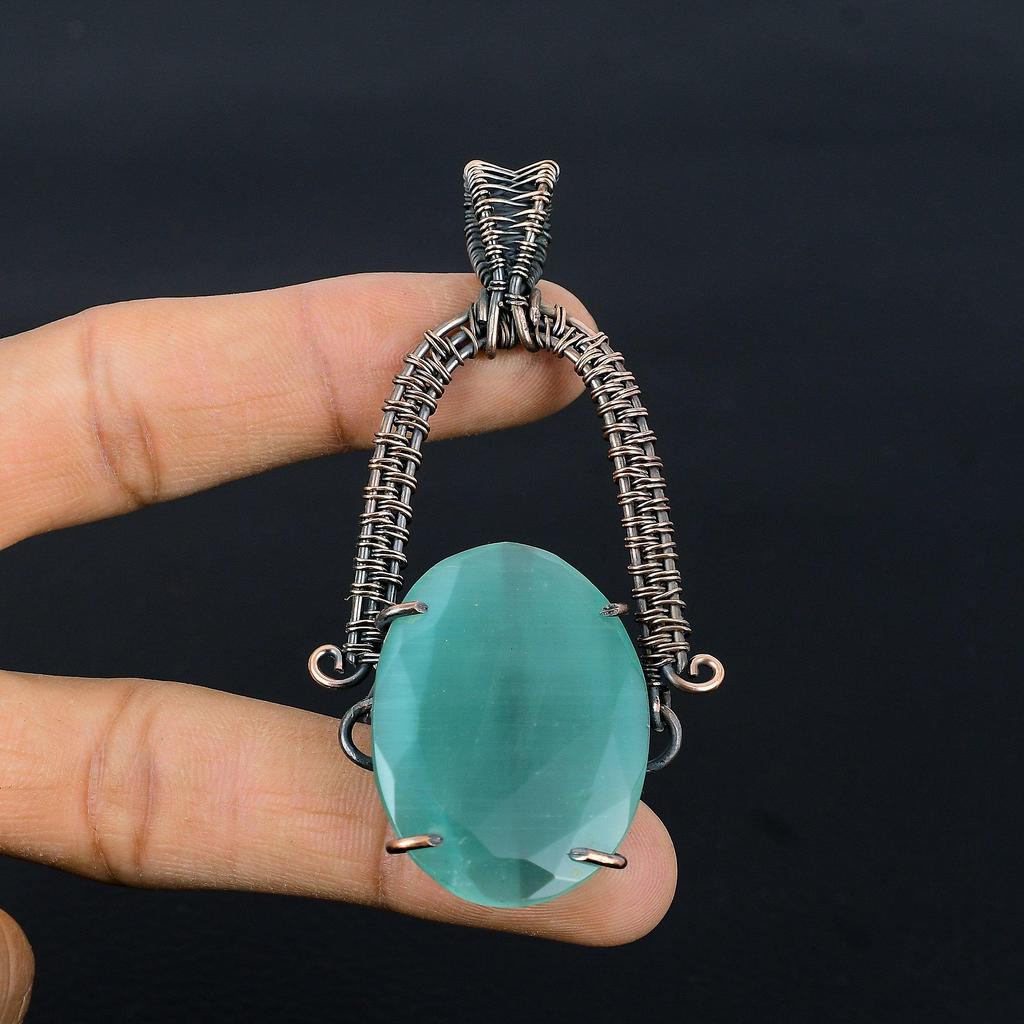 Monalisa Pendant, 999 Copper Wire Wrapped Pendant Handmade Gemstone Jewelry, Gifts For Wife Brand New Pendant