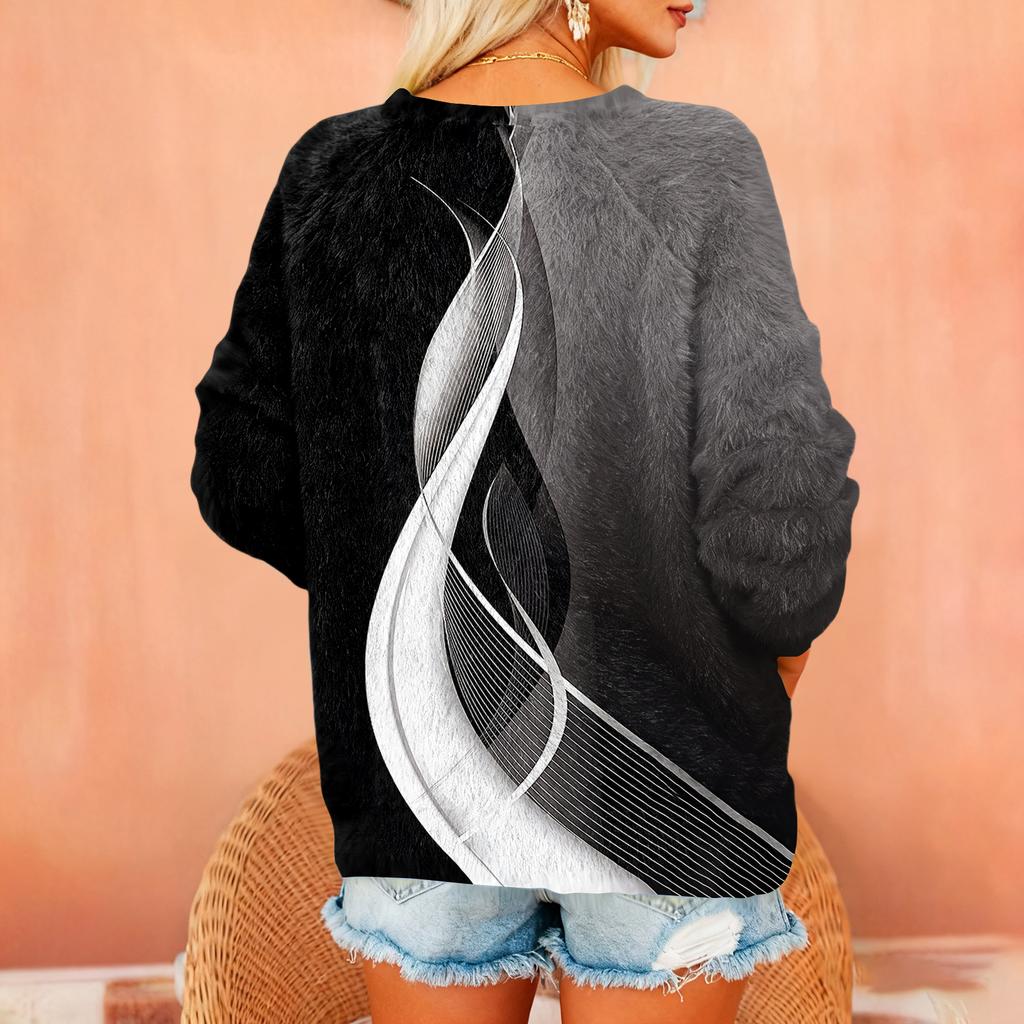 Women's T Shirt Flannel Print Tunic Long Sleeve Party  Round Neck  Tops