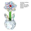 Faux Crystal Sunflower Figurine Glass Flower Ornament Collectible Desk Sunflower Statue for Table Window Car Decor