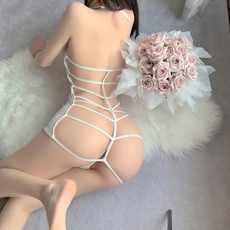 Ультракороткое сексуальное платье без ластовицы, женская эротическая ночная сорочка, горячий комплект пижамы-стрингов, порно, большое облегающее нижнее белье с открытой спиной, секс-кукла