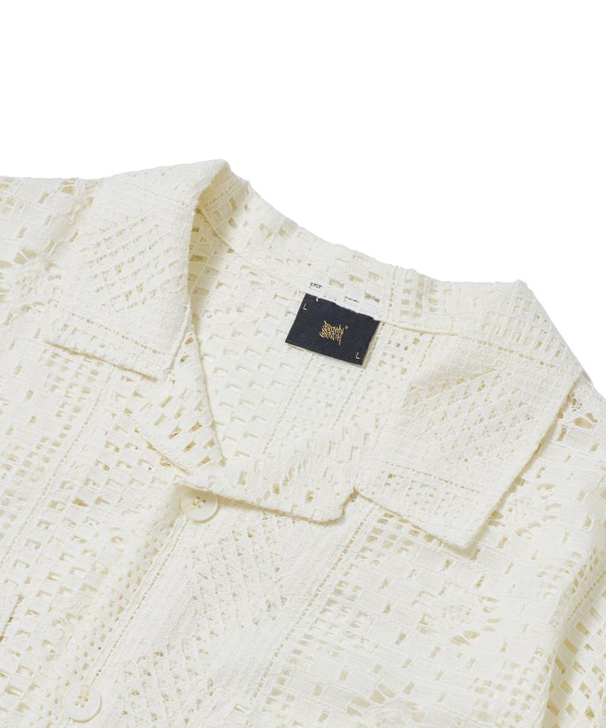 BROWNBREATH Crochet Open Collar Shirts - Ivory