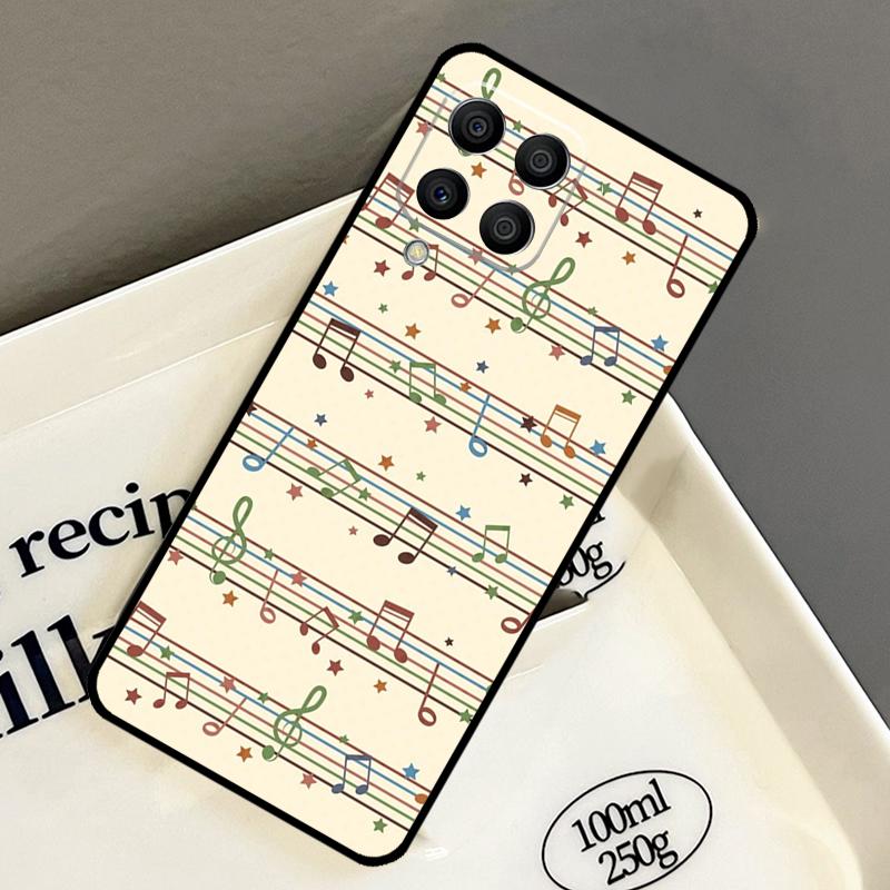 Music Score Musical Notes Case For Samsung Galaxy M32 M12 M52 M15 M35 M55 M31 M56 M36 M16 M06 M13 M33 M53 M14 M34 M54