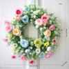 Весенний и Пасхальный Венок Цветная Гирлянда из Искусственных Цветов для Входной Двери 40 40 10см Пластик Ткань Легкий и Портативный