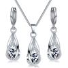 Crystal Water Drop Pendent Necklace Earrings Jewelry Set for Women Bridal Wedding Halloween Gift ARI