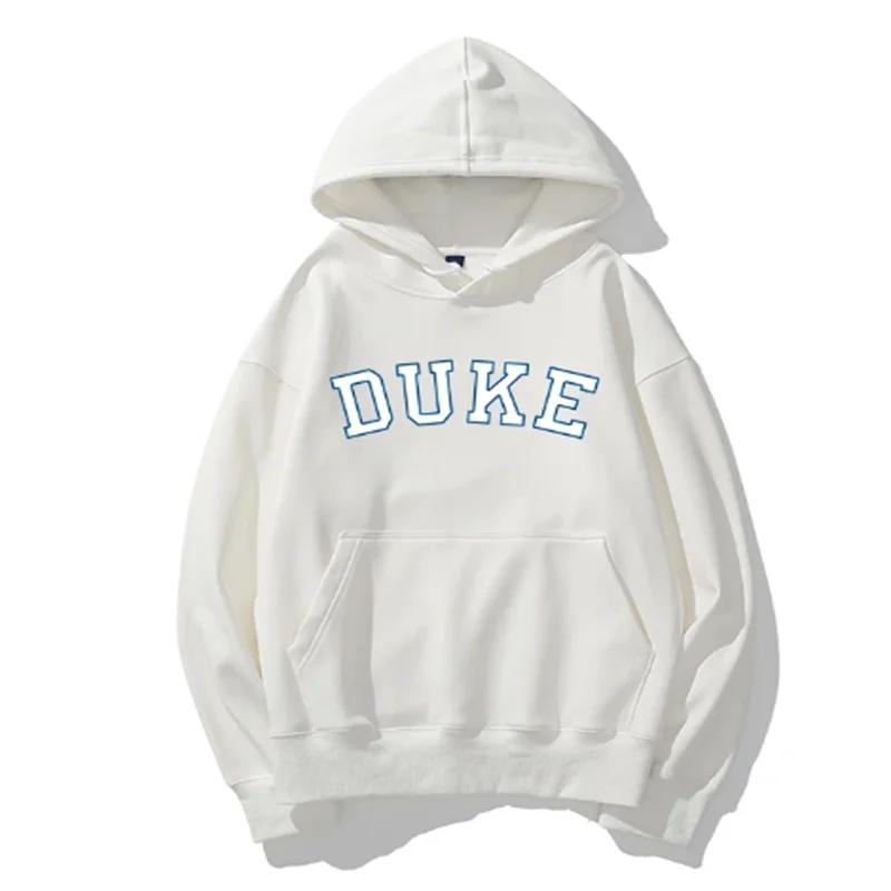 2024 New Hoodie Duke Printed Hoodie for Men Long Sleeve Simple Tops Solid Clothes Street Fashion Unisex Personality Autumn