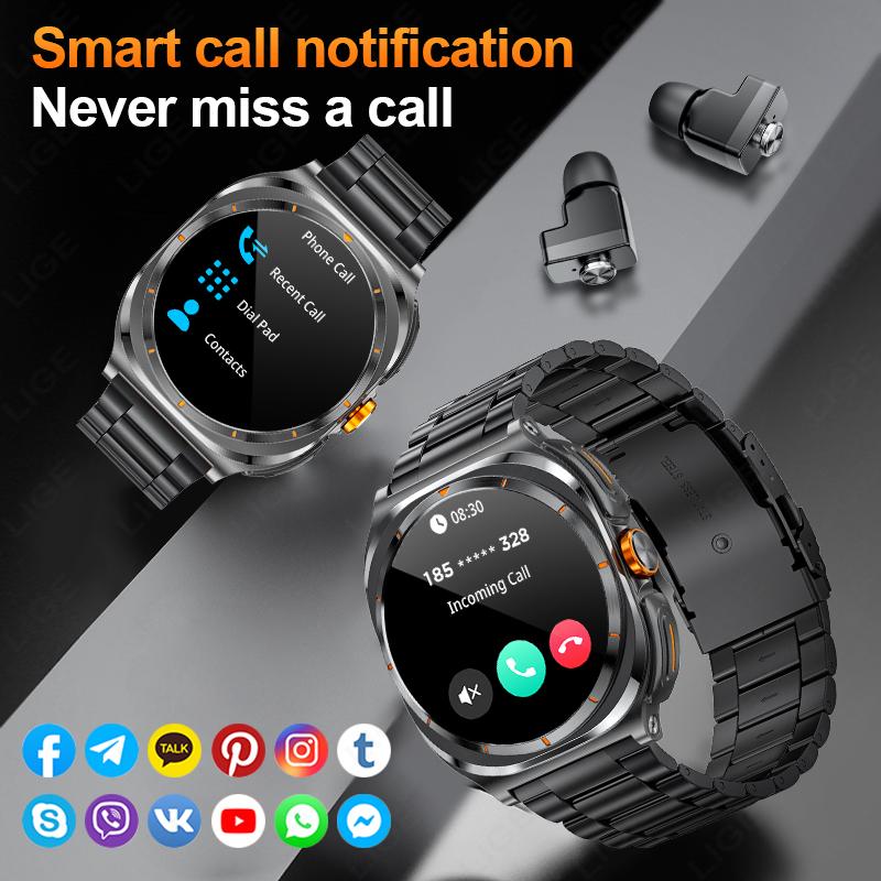 Умные часы 2 в 1 с наушниками TWS Bluetooth, измерение пульса, артериального давления, спортивный фитнес-смарт-часы, музыкальные часы для мужчин