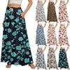 Women's Flowy Flared Ruffle Hem A Line Maxi Skirts Elastic Waist Elegant Tiered Layer Boho Long Skirts