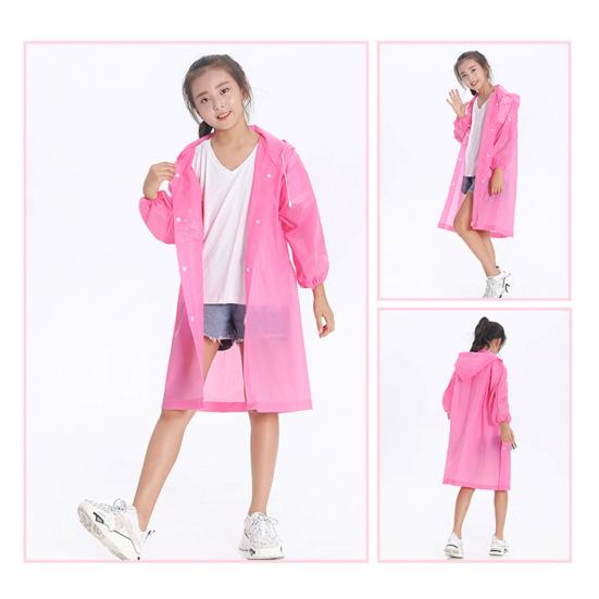 Детский плащ для мальчиков и девочек, прозрачный длинный дождевик с капюшоном из ЭВА, уличная дождевик