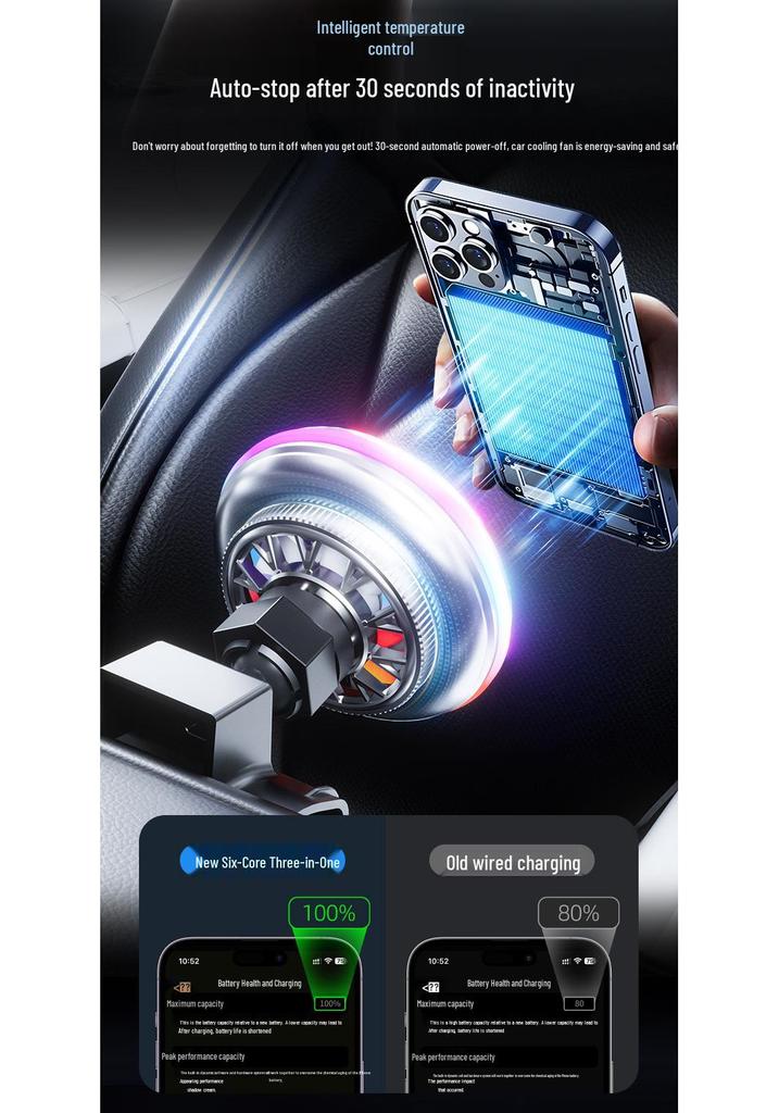 AION Y/V/S Dedicated Wireless Charging Magnetic Phone Holder with Air Cooling for In-Car Navigation