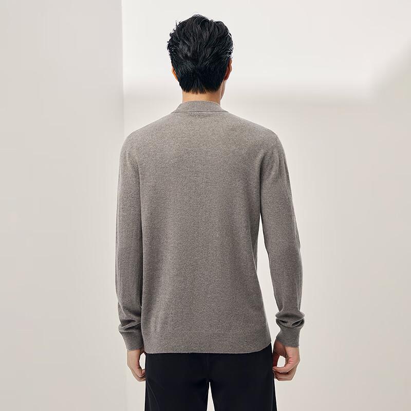 HLA Men's Slim Fit Khaki Mock Neck Cashmere Sweater