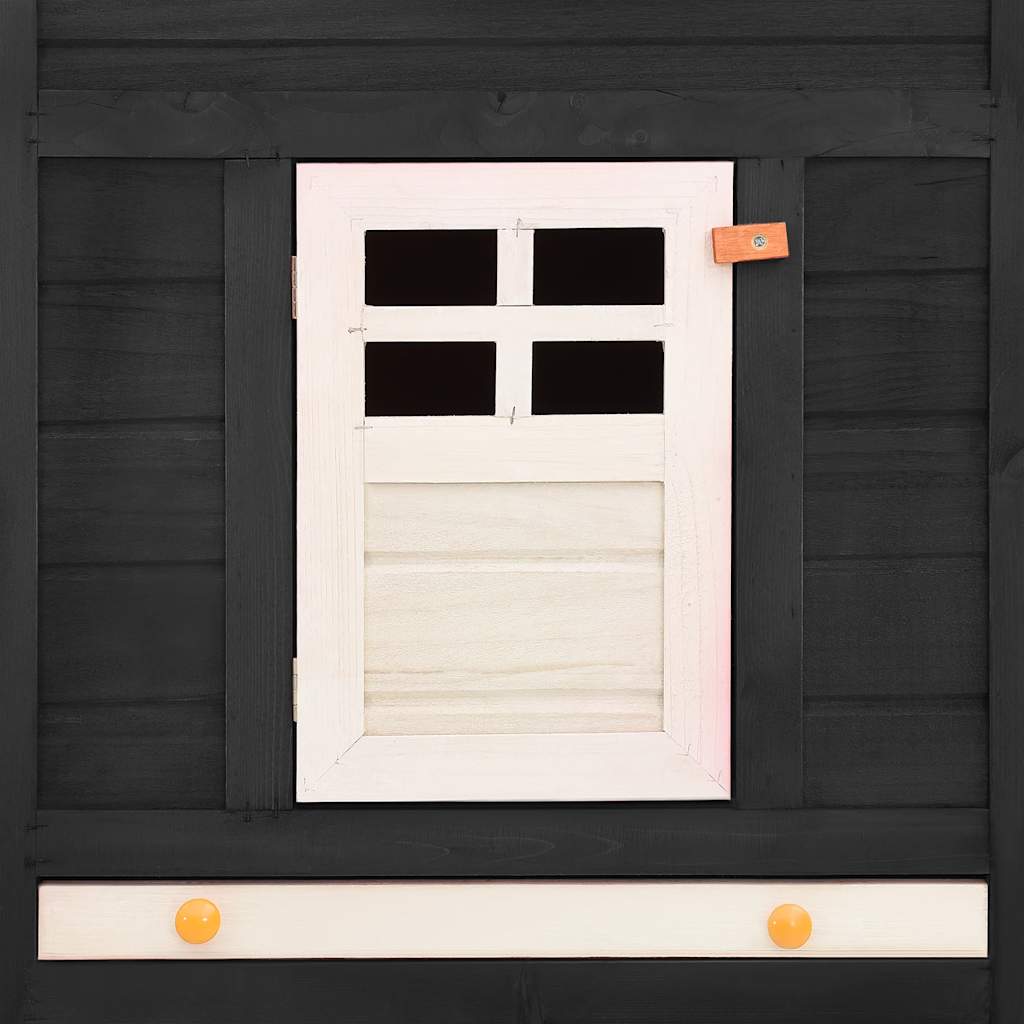 Rabbit Hutch with Run Grey and White Solid Pine Wood
