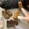 Женские ретро простые Birkenstocks, одна лямка, велюровые теплые и увеличивающие высоту лоферы, туфли на платформе-маффине, хлопковые туфли