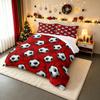 Red and Black White Soccer Ball Repeat Bedding set (1 duvet cover, 2 pillowcases, duvet not included), Football Sports Pattern Art
