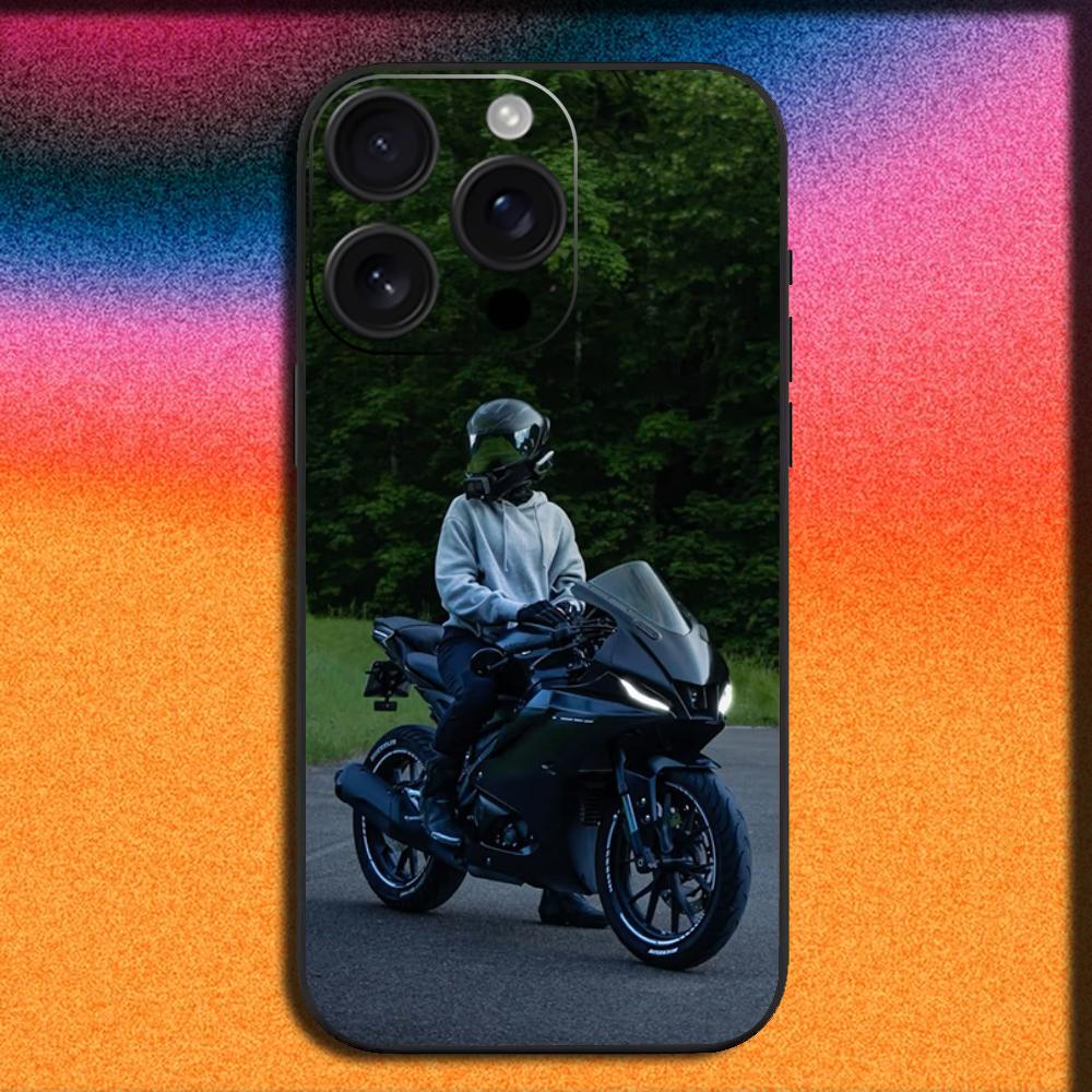Спортивный чехол для телефона на велосипед Y-Yamahaes Cool для iPhone 16,15,14,13,12,11,Pro,XS,Max,XR,Plus,SE,Mini, Мягкий черный чехол