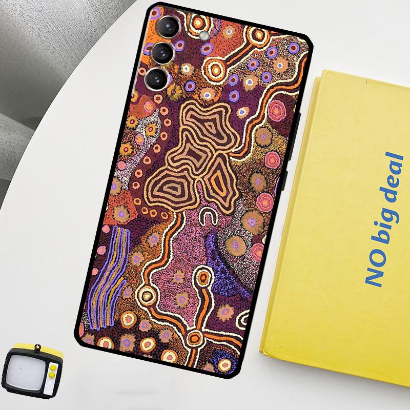 Aboriginal Art Print Case For Samsung Galaxy S23 Ultra S22 S21 S20 FE Note 20 Ultra S8 S9 S10 Note 10 Plus Cover