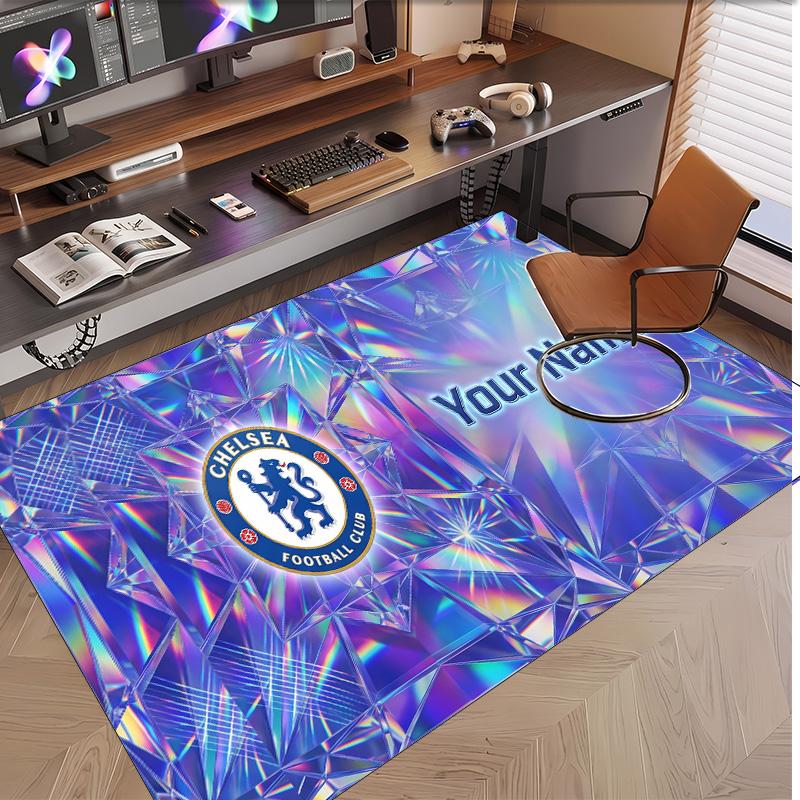 Personalized Crystal Velvet Carpet Chelsea FC Pattern Non Slip Floor Rug