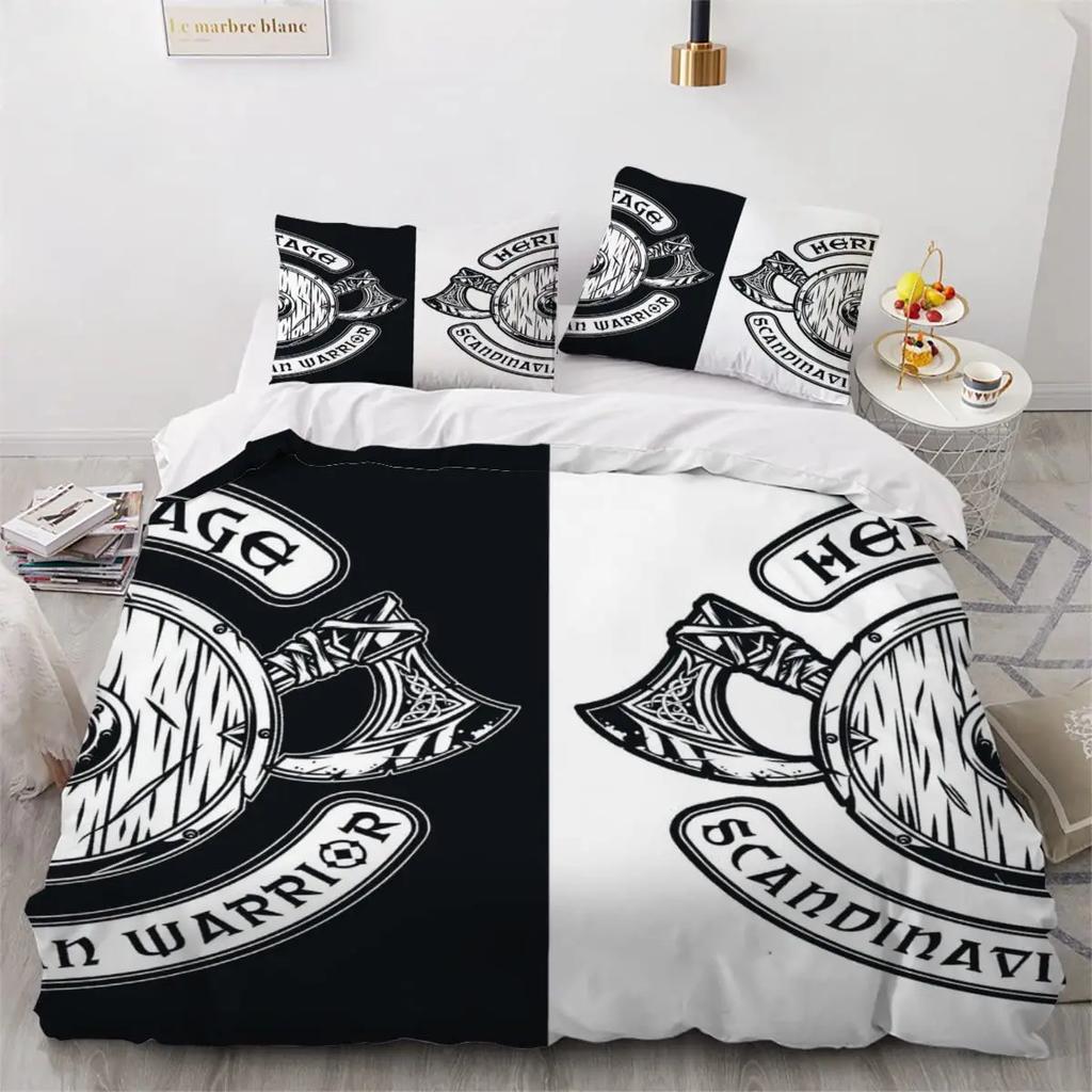 Комплект постельного белья Viking с принтом рун в стиле скандинавских викингов для детей, подростков, мужчин, размер King Size, 2/3 шт., мягкий полиэстеровый пододеяльник