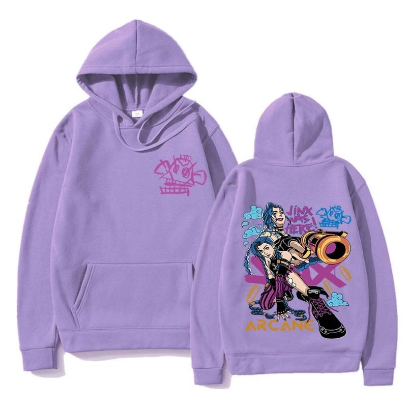 Толстовка Arcane Jinx, модная мужская толстовка Harajuku с изображением кролика-обезьяны в стиле аниме, забавные милые мультяшные кролики, пуловеры, толстовки с капюшоном и свитшоты для мужчин