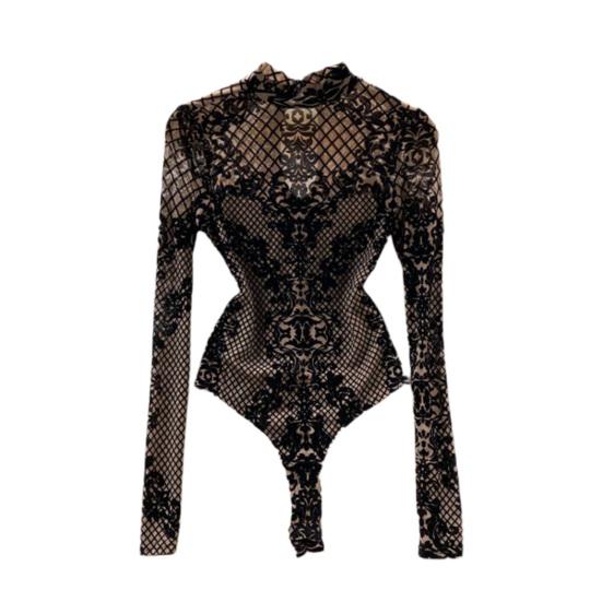 Женское боди с прозрачной сеткой, сексуальное боди с открытой спиной и вырезом, уличная одежда