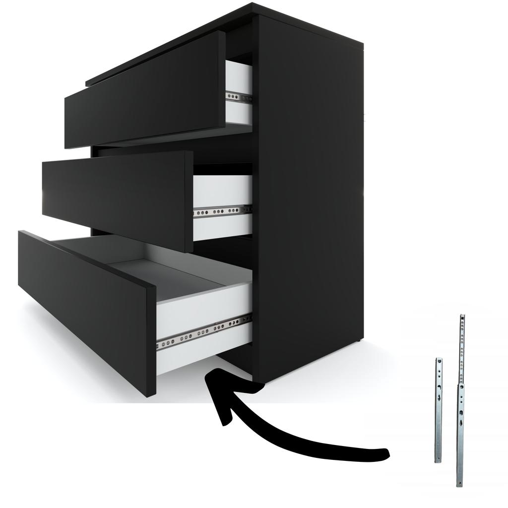 Black Chest Of Drawers 80 Cm 3 S Tv Cabinet Furniture For Living Room Bedroom
