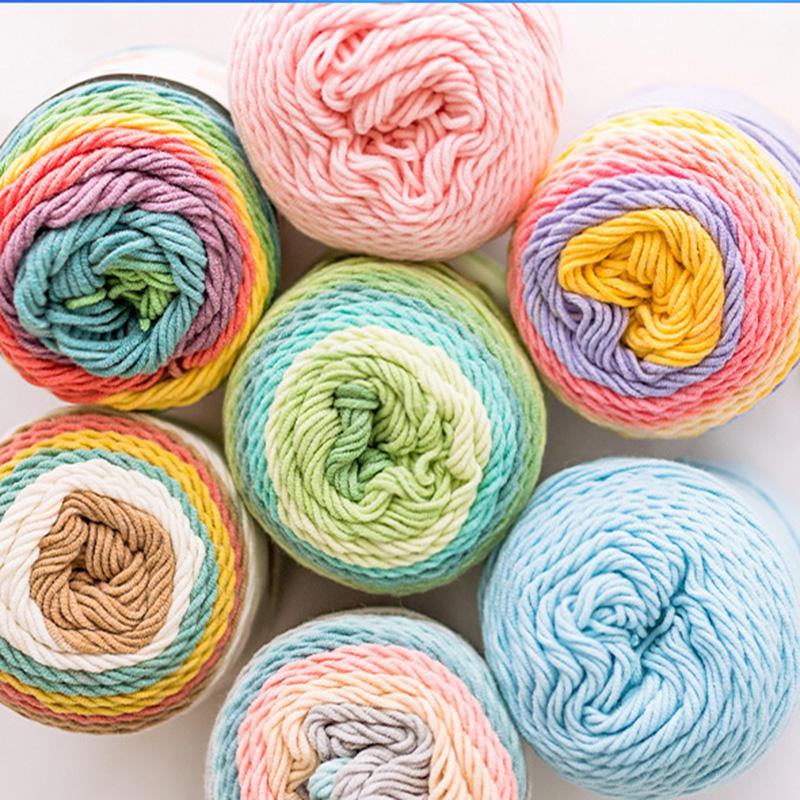 5-strand Milk Cotton Segment Dyed Rainbow Cotton Hand Woven Wool Scarf Pillow Blanket Material Wool