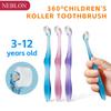 Детская роликовая зубная щетка NEBLON 360 имеет мягкую и тонкую щетину для безболезненной чистки зубов и пользуется успехом у детей.