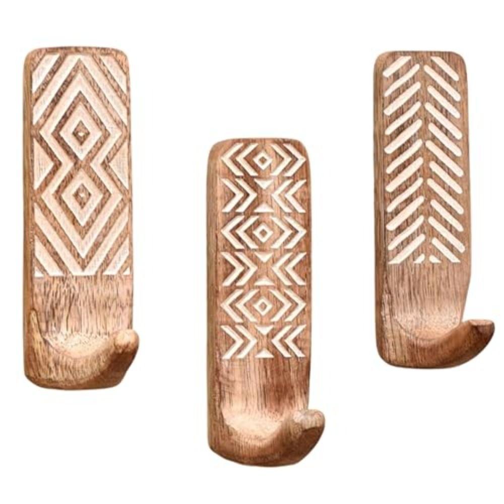 3pcs Wooden Wooden Wall Hooks Space Saving Home Organizer Heavy Duty Wall Hanging Hanger  Porch