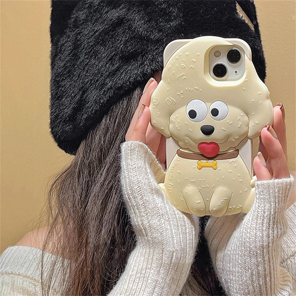 Корейский милый силиконовый чехол для телефона с 3d сердцем щенка для Iphone 14 13 12 11 Pro Max, противоударный мягкий чехол с прекрасным мультяшным рисунком
