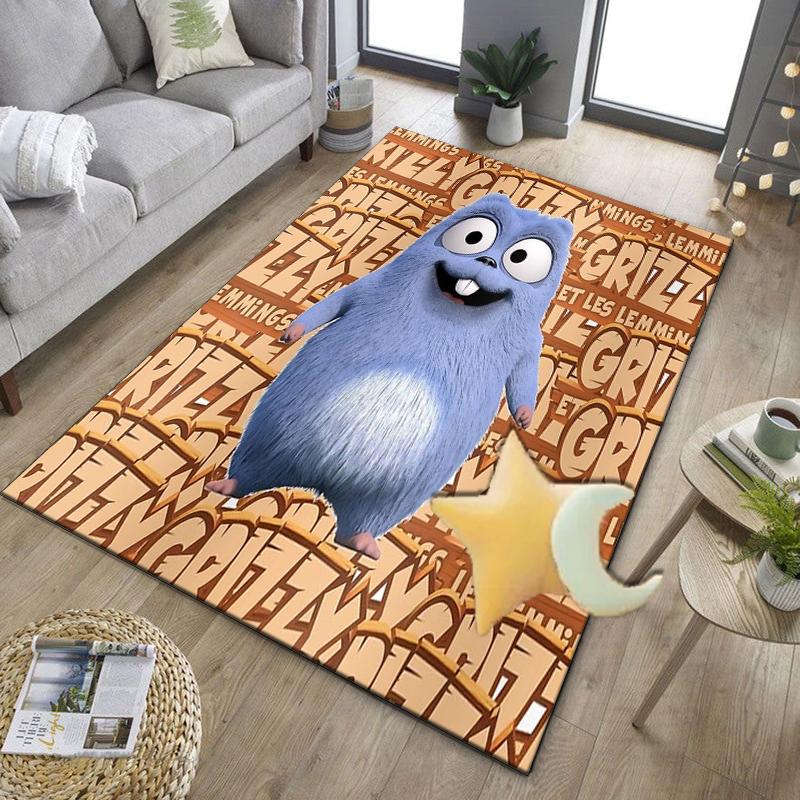 Bear And Blue Critter Adventure Office Rug Chair Mat, Game Carpet, Suitable for Front Door, Bedroom, Living Room, Desk, Holiday Gift