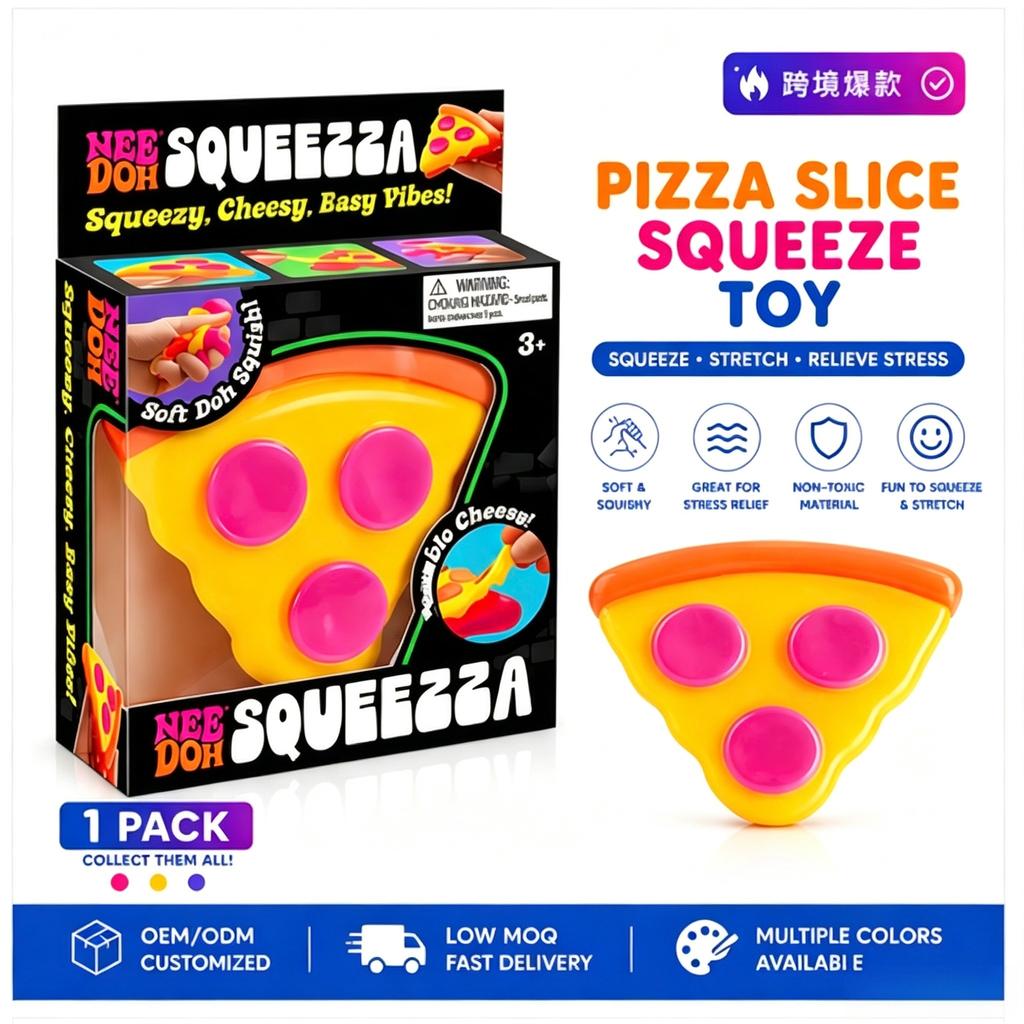 NeeDoh Pizza Slice Squeeze Toy Sensory Fidget Toy Soft Stretchy Slow Rebound Stress Relief Anxiety Relief Toy Fun Gift for Kids and Adults