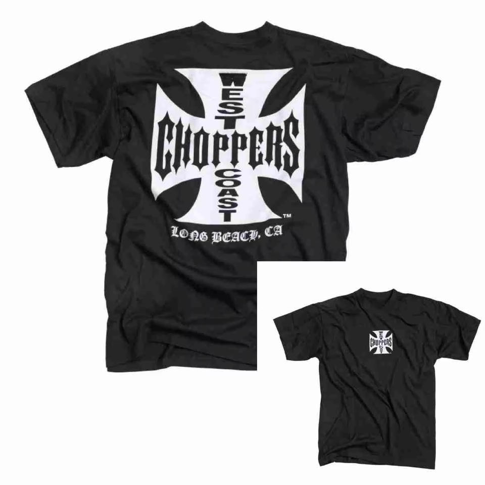 Винтажная футболка West Coast Choppers Long Beach CA с графическим принтом для мужчин и женщин, с коротким рукавом, топ для мотоциклистов, уличный повседневный
