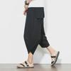 Men's Chinese-Style Linen Cropped Pants - Loose Fit, Large Size, Hip-Hop Trend