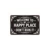 Happy Place Vintage Statement Tin Metal Sign Funny Rustic Style Garden Metal Sign for Home Patio Farm Coffee Bar Wall Decor