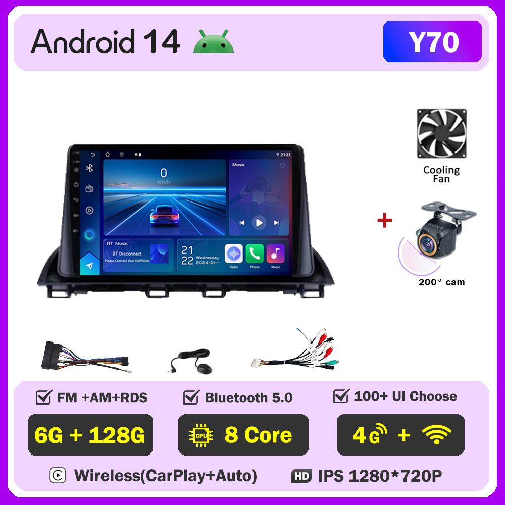 Для Mazda 3 Axela 2014 22015 2016 2017-2019 Автомобильный мультимедийный видеоплеер с сенсорным экраном Android 14 Автомобильное радио GPS-навигация Wi-Fi