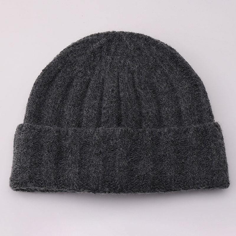 Large Head Cashmere Knit Beanie Solid Color Winter Warm Ear Flap Hat Men Women